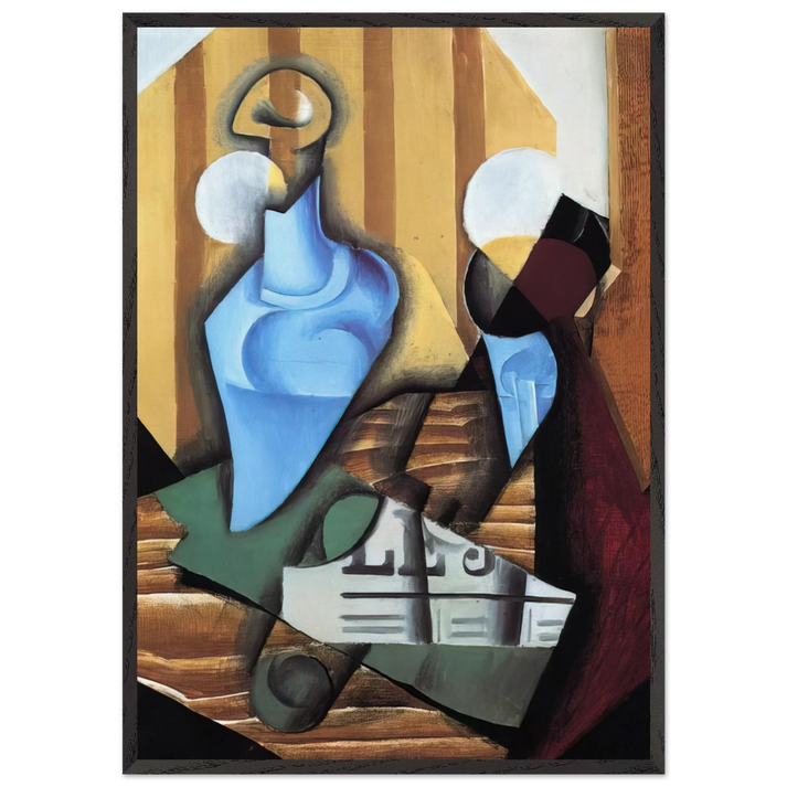 STILL LIFE WITH BOTTLE AND GLASS 1914 - Juan Gris 70x100 cm / 28x40 inches Framed Art Print – Black Wooden Frame