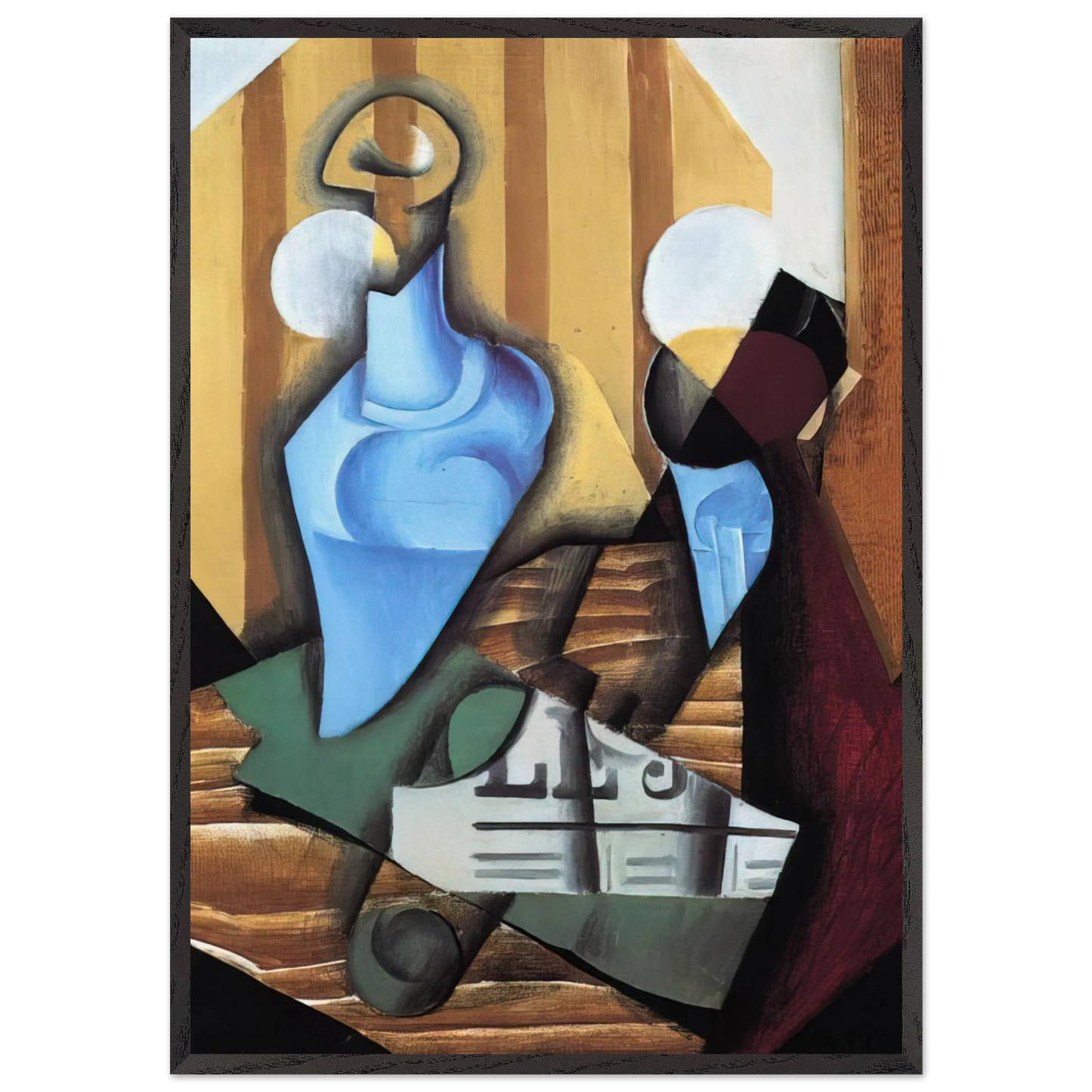 STILL LIFE WITH BOTTLE AND GLASS 1914 - Juan Gris 70x100 cm / 28x40 inches Framed Art Print – Black Wooden Frame