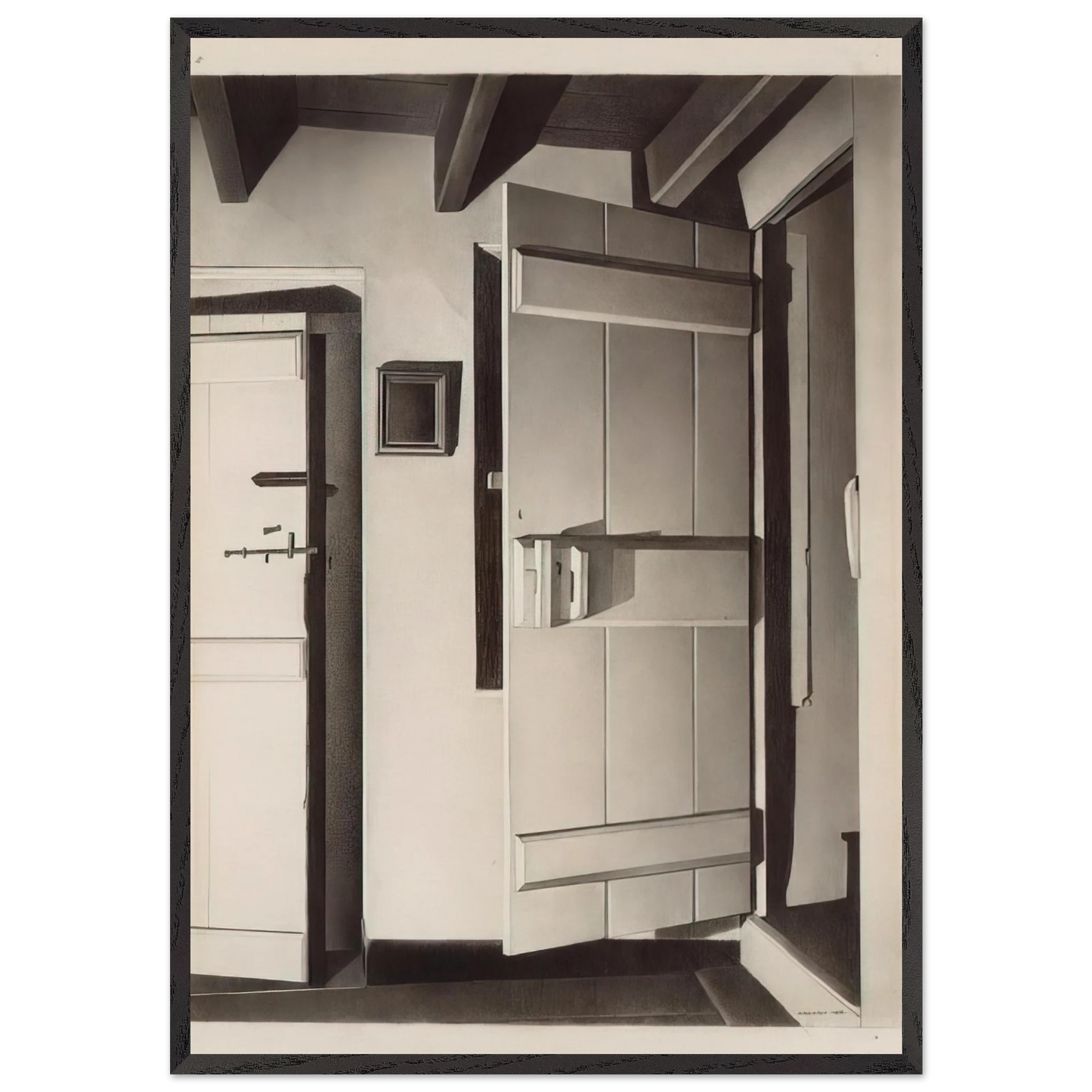 The Open Door - 1932 - Charles Sheeler 70x100 cm / 28x40 inches Framed Art Print – Black Wooden Frame