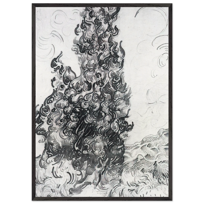 Cypresses - Vincent van Gogh 70x100 cm / 28x40 inches Framed Art Print – Black Wooden Frame