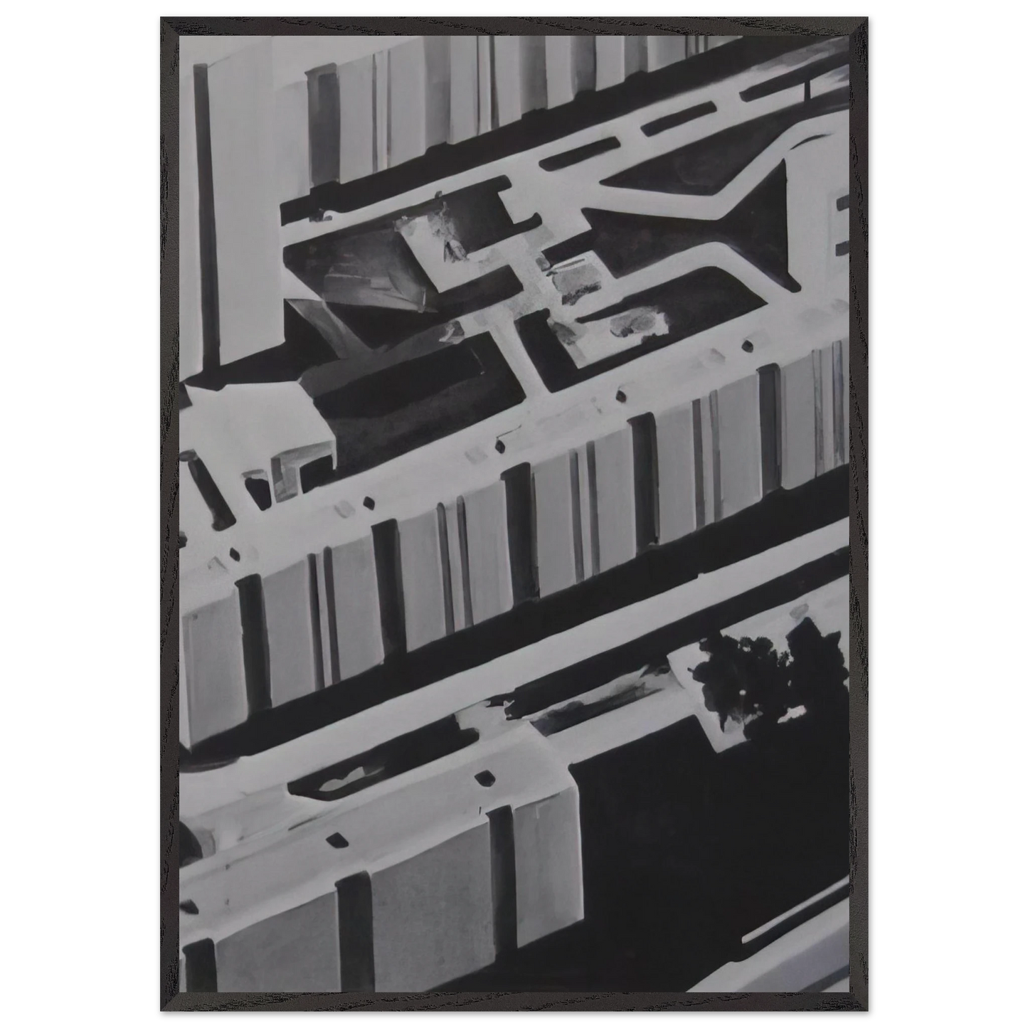 TOWNSCAPE SL 1969 0 - Gerhard Richter 70x100 cm / 28x40 inches Framed Art Print – Black Wooden Frame