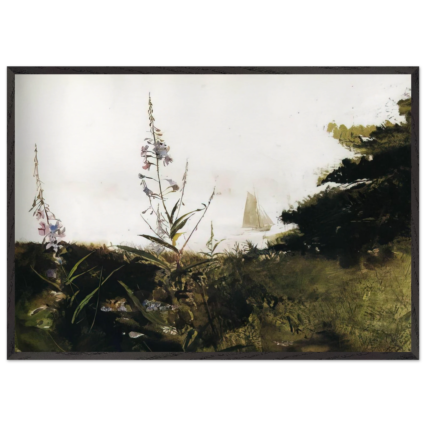 UNDER SAIL - Andrew Wyeth 70x100 cm / 28x40 inches Framed Art Print – Black Wooden Frame