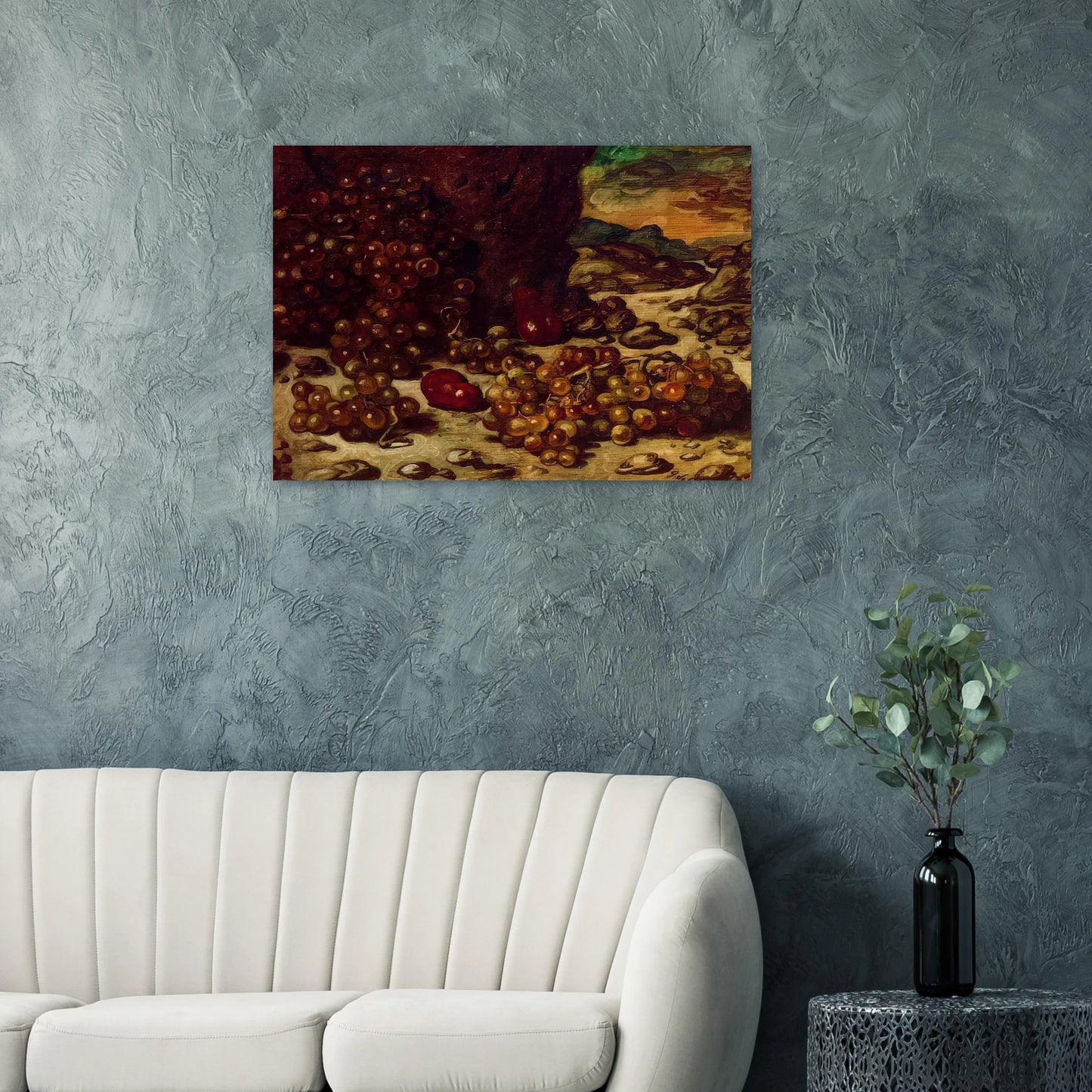 STILL LIFE WITH ROCKY LANDSCAPE 1942 - Giorgio de Chirico Brushed Aluminum Print - 70x100 cm / 28x40 inches | Giorgio de Chirico Aluminum Print | Giorgio de Chirico Prints