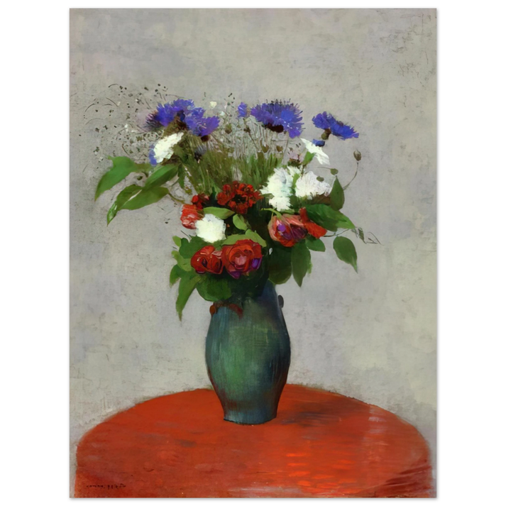 Odilon Redon - VASE OF FLOWERS ON A RED TABLECLOTH 75x100 cm / 30x40inches Fine Art Poster