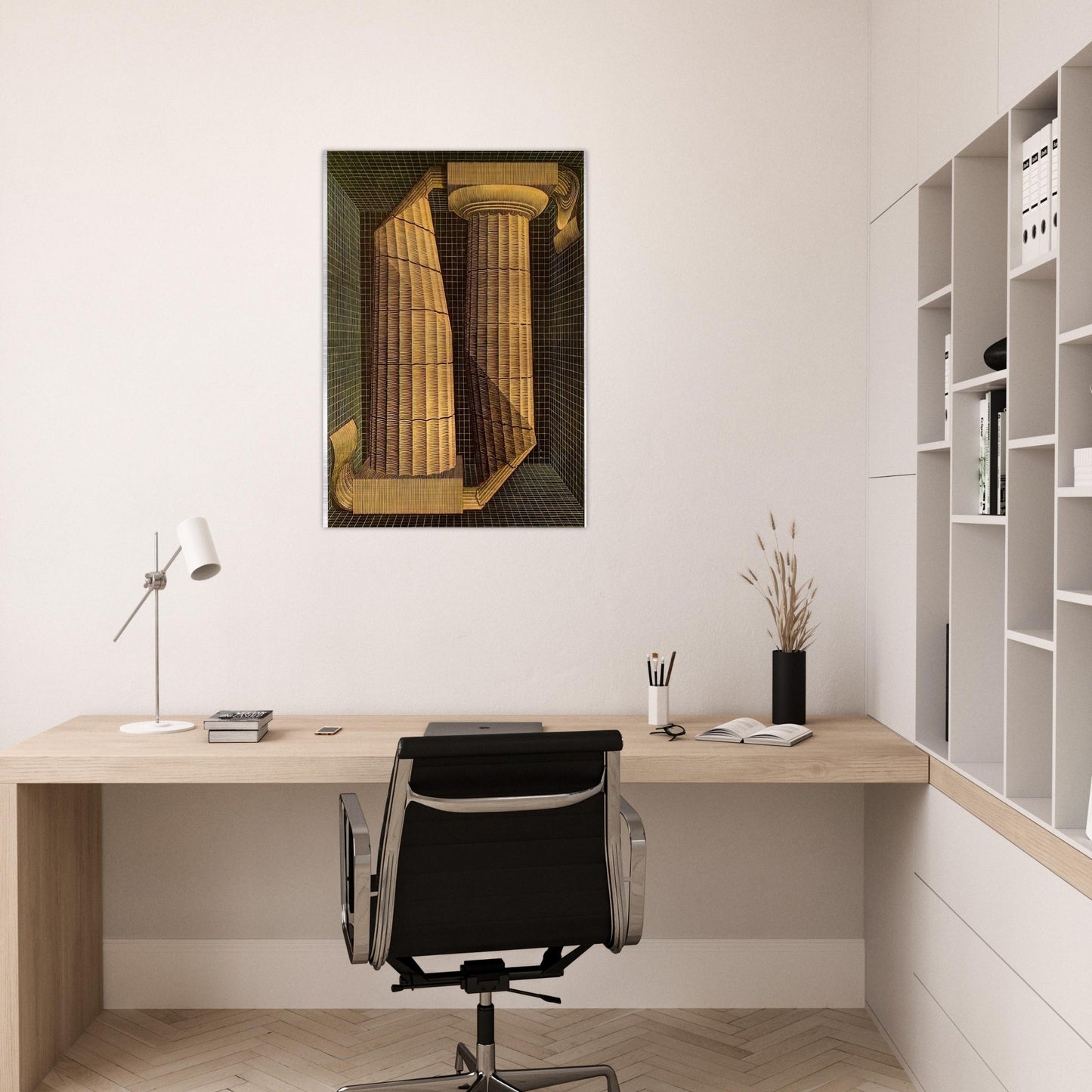 DORIC COLUMNS - MC Escher Brushed Aluminum Print - 70x100 cm / 28x40 inches | MC Escher Aluminum Print | MC Escher Prints