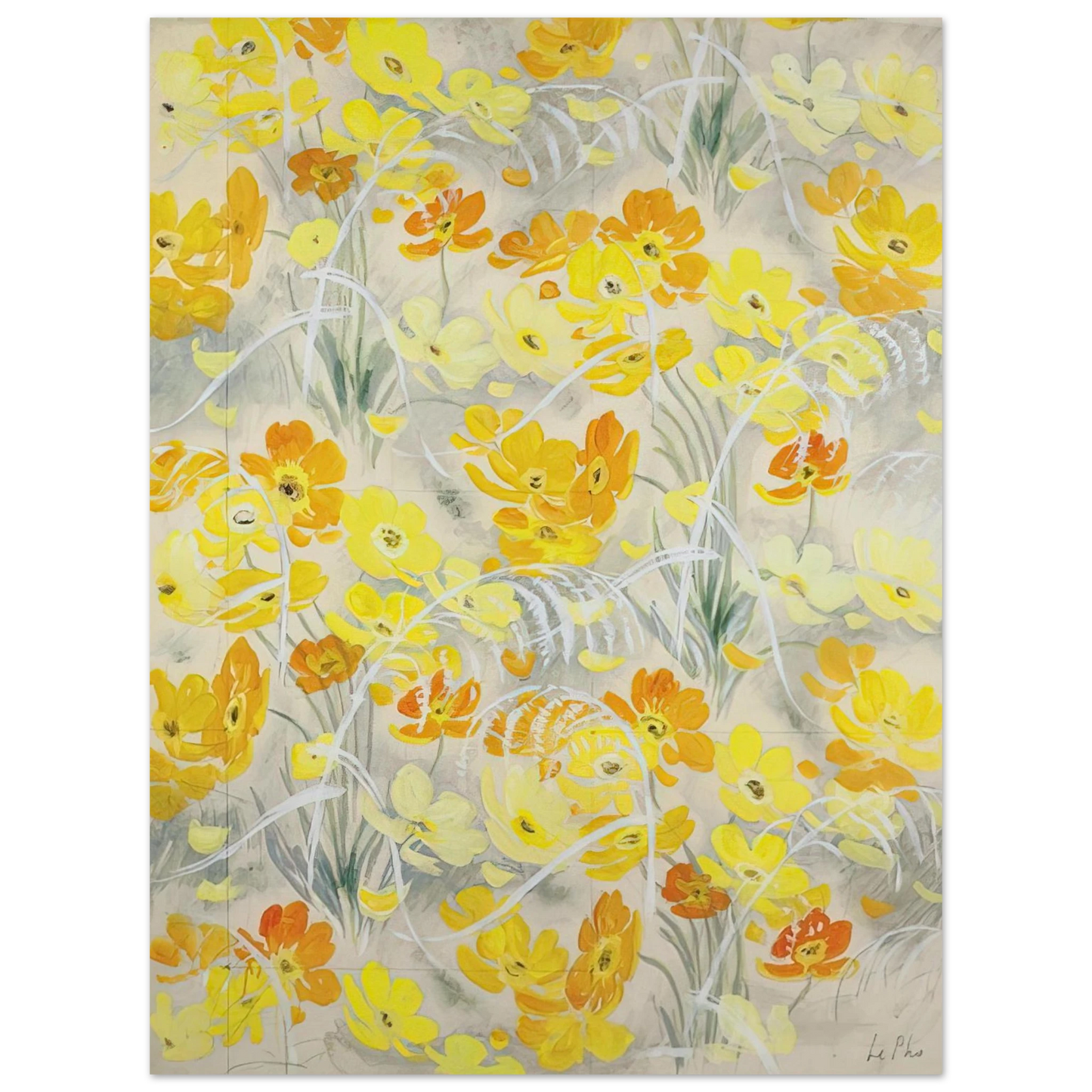 Le Pho - Orange and Yellow Flowers - Post-Impressionism 75x100 cm / 30x40inches Fine Art Poster
