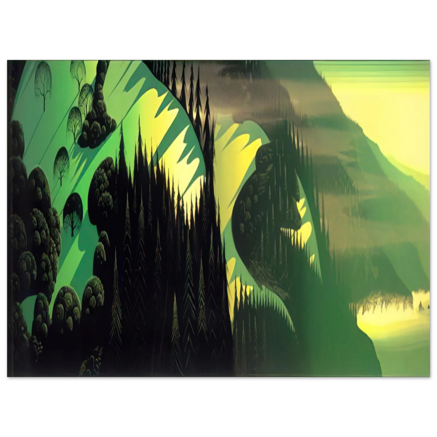 Eyvind Earle - Three Pastures by the Sea 75x100 cm / 30x40inches Fine Art Poster