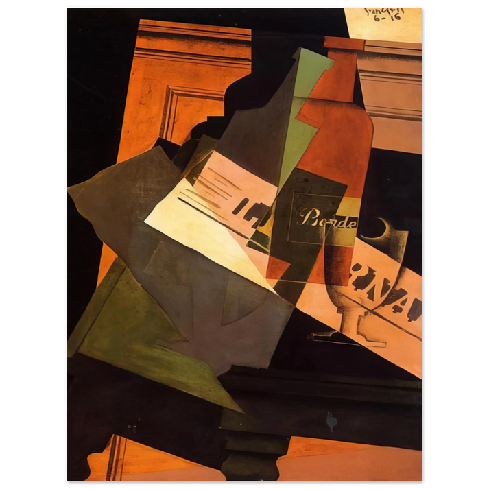 Juan Gris - BOTTLE GLASS AND NEWSPAPER 75x100 cm / 30x40inches Fine Art Poster