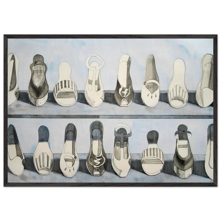 Shoe Rows - 1975 - Wayne Thiebaud 70x100 cm / 28x40 inches Framed Art Print – Black Wooden Frame