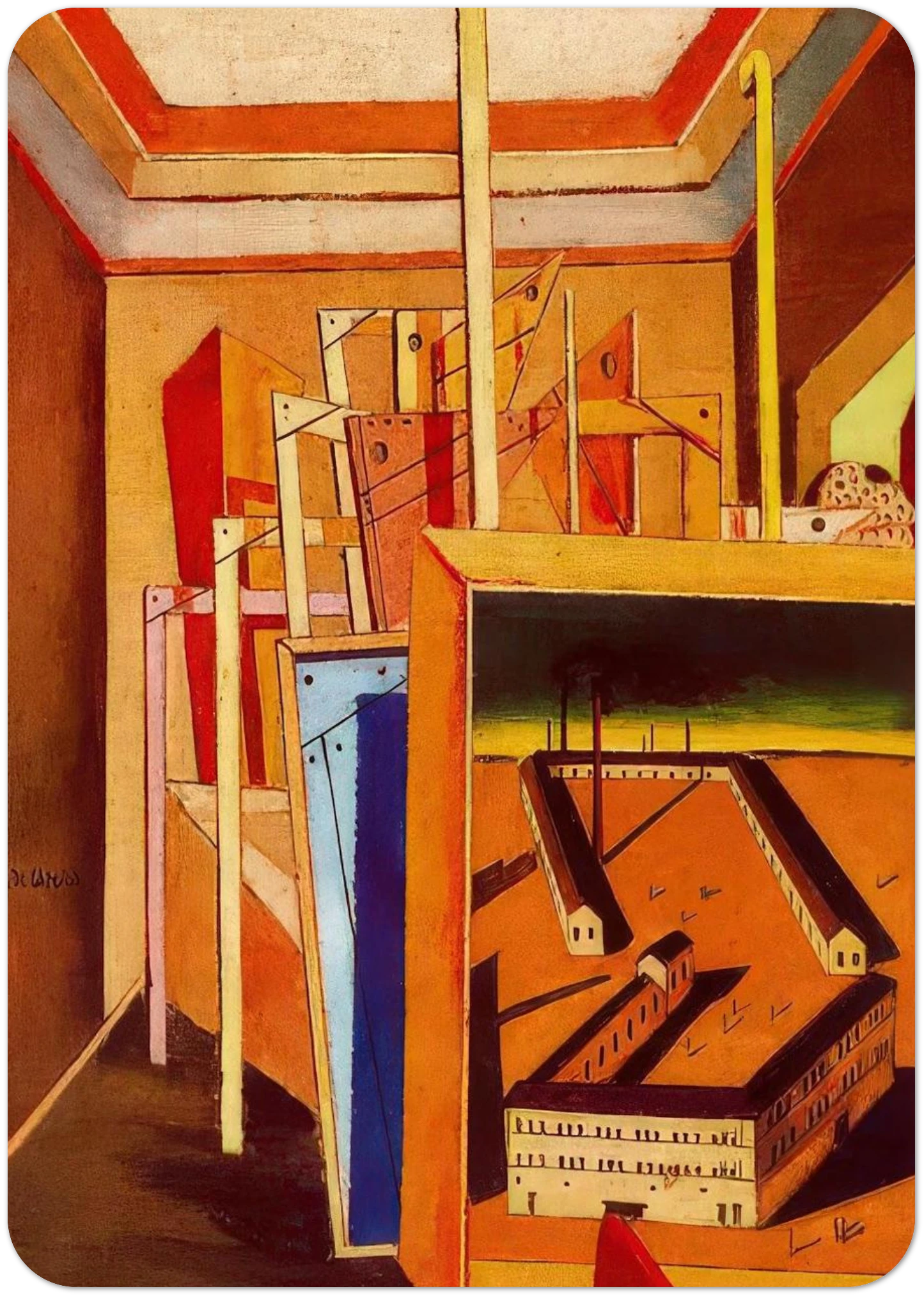 METAPHYSICAL INTERIOR OF STUDIO 1948 By Giorgio de Chirico Pack of 10 Post Cards | Giorgio de Chirico Post Cards | A6 (10.5 x 14.8 cm) - 4.1 x 5.8 inches