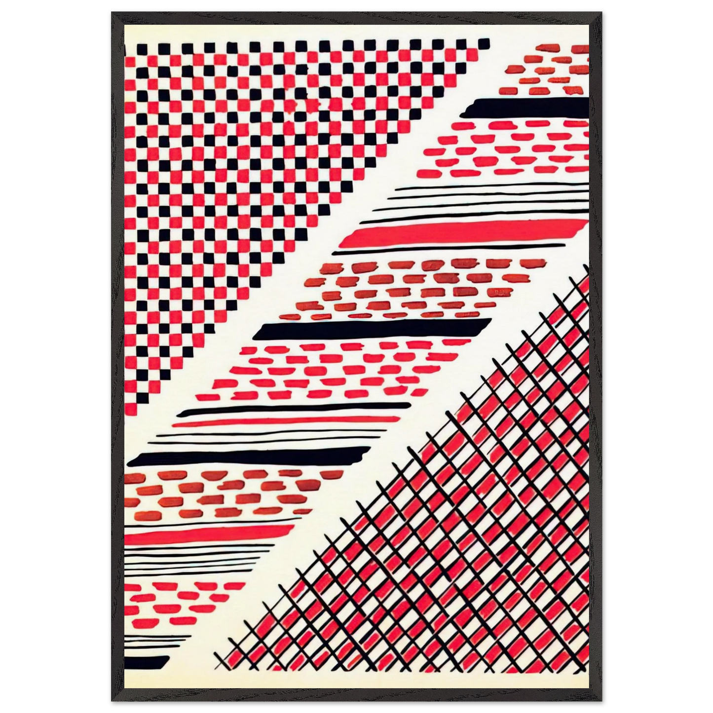 COMPOSITION 13 - Sonia Delaunay 70x100 cm / 28x40 inches Framed Art Print – Black Wooden Frame