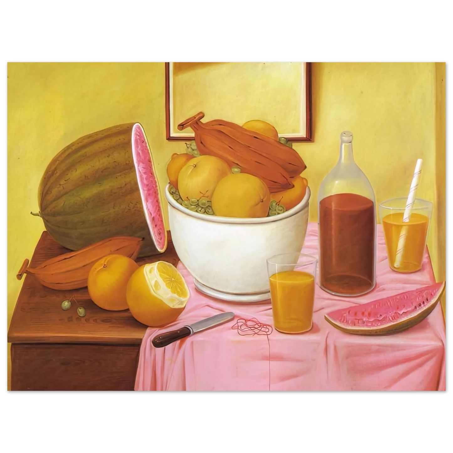 Fernando Botero - STILL LIFE WITH ORANGEADE 75x100 cm / 30x40inches Fine Art Poster