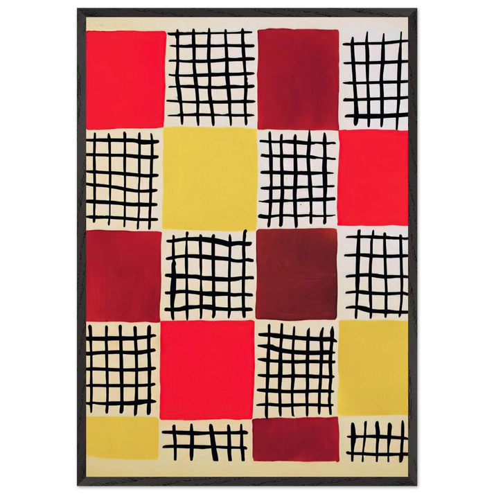 COMPOSITION 7 - Sonia Delaunay 70x100 cm / 28x40 inches Framed Art Print – Black Wooden Frame