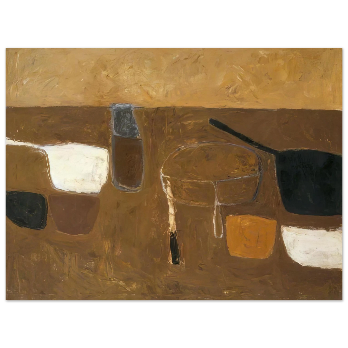William Scott - Brown Still Life - 1957 75x100 cm / 30x40inches Fine Art Poster