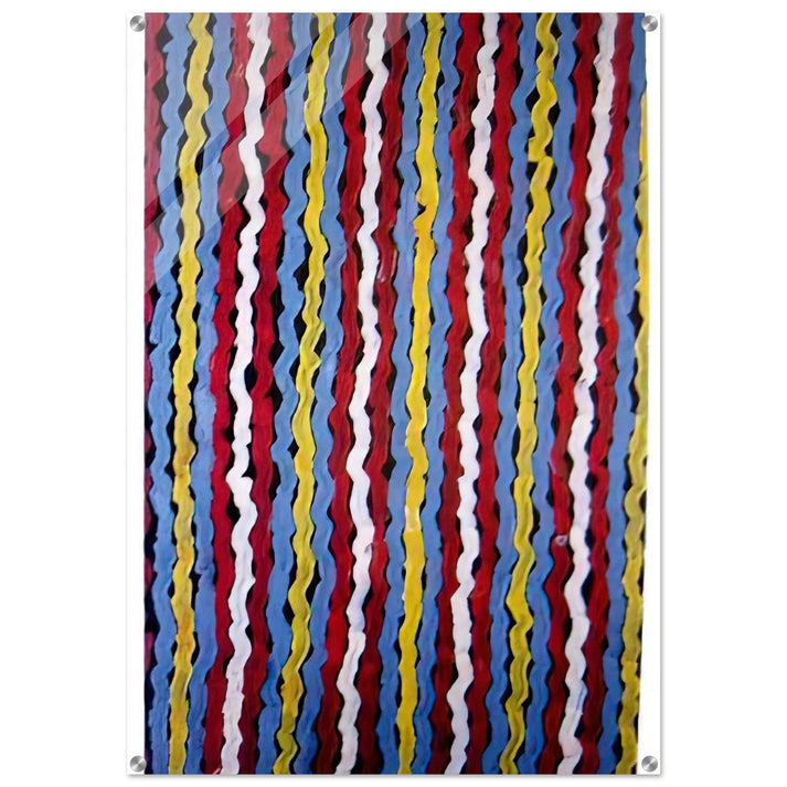Spear Dreaming - Native Art - Clifford Possum Tjapaltjarri Acrylic Print - 70x100 cm / 28x40″ inches | Clifford Possum Tjapaltjarri Wall Art | Clifford Possum Tjapaltjarri Prints