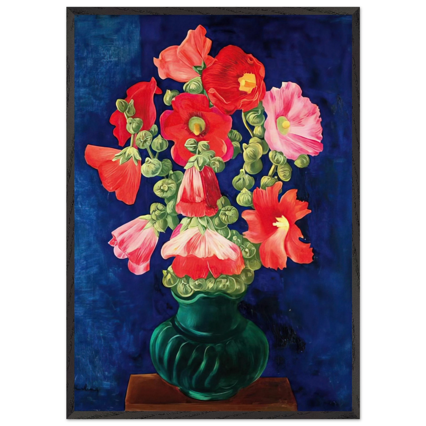 HOLLYHOCKS 1939 - Moise Kisling 70x100 cm / 28x40 inches Framed Art Print – Black Wooden Frame