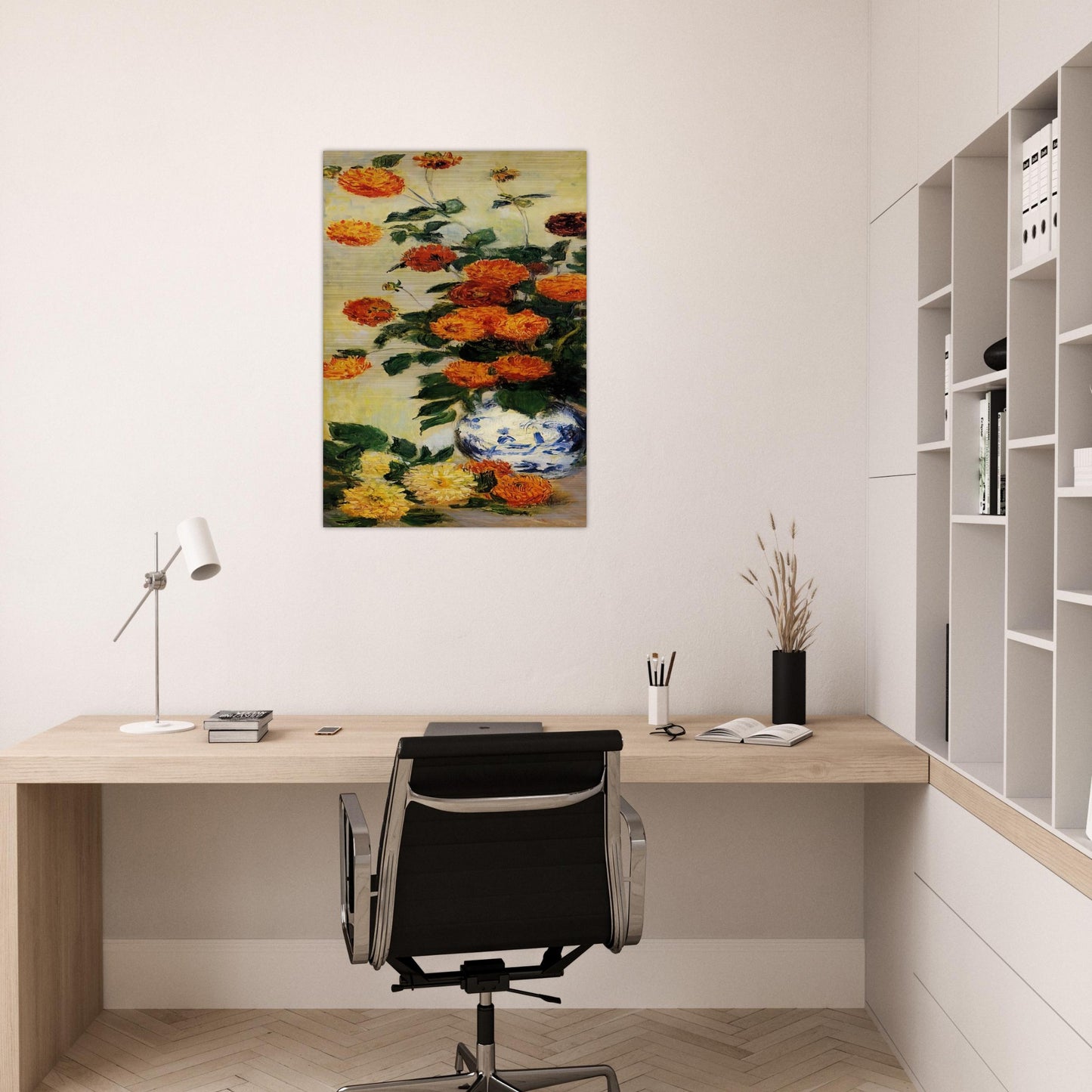 Dahlias - claude monet Brushed Aluminum Print - 70x100 cm / 28x40 inches | claude monet Aluminum Print | claude monet Prints