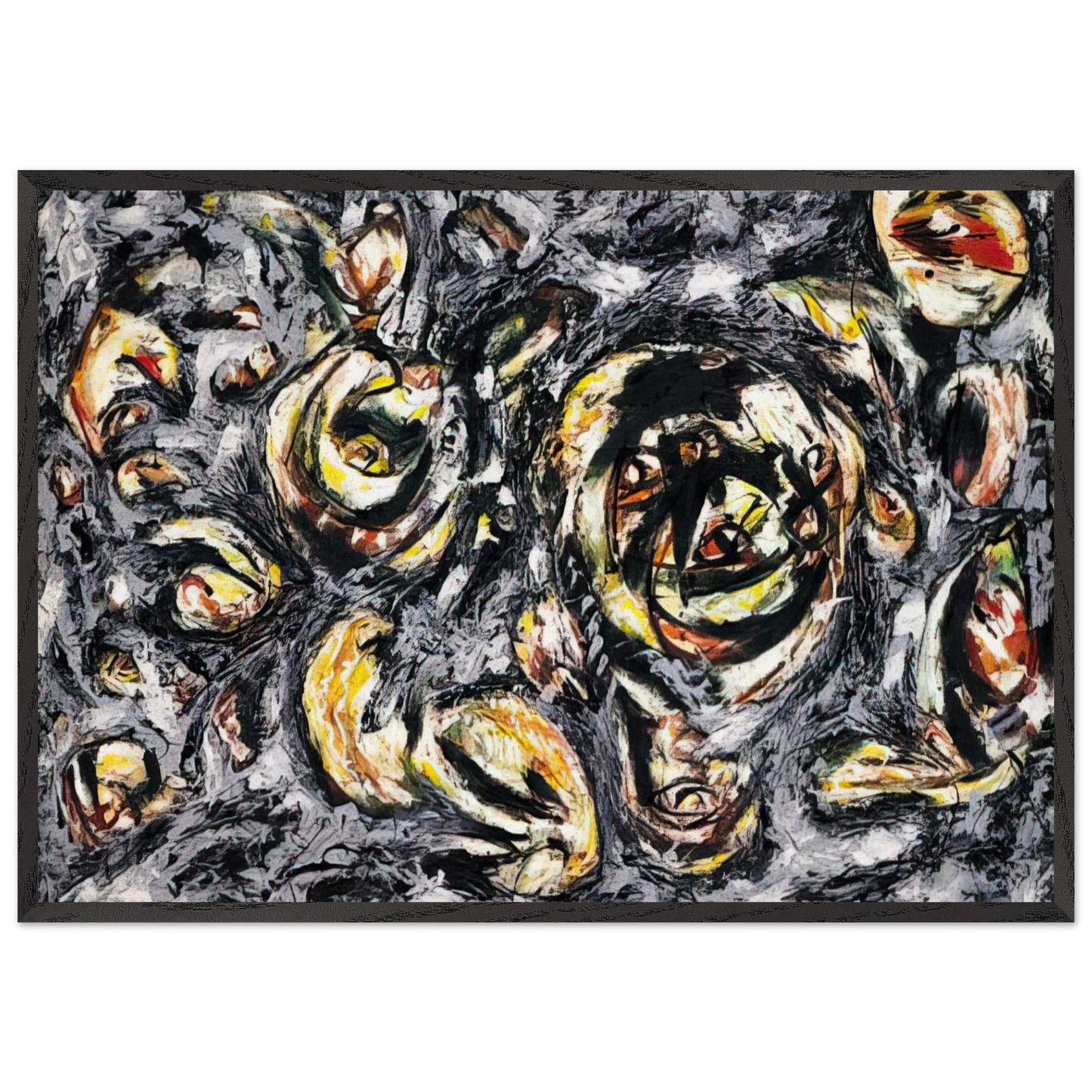 OCEAN GREYNESS 1953 - Jackson Pollock 70x100 cm / 28x40 inches Framed Art Print – Black Wooden Frame