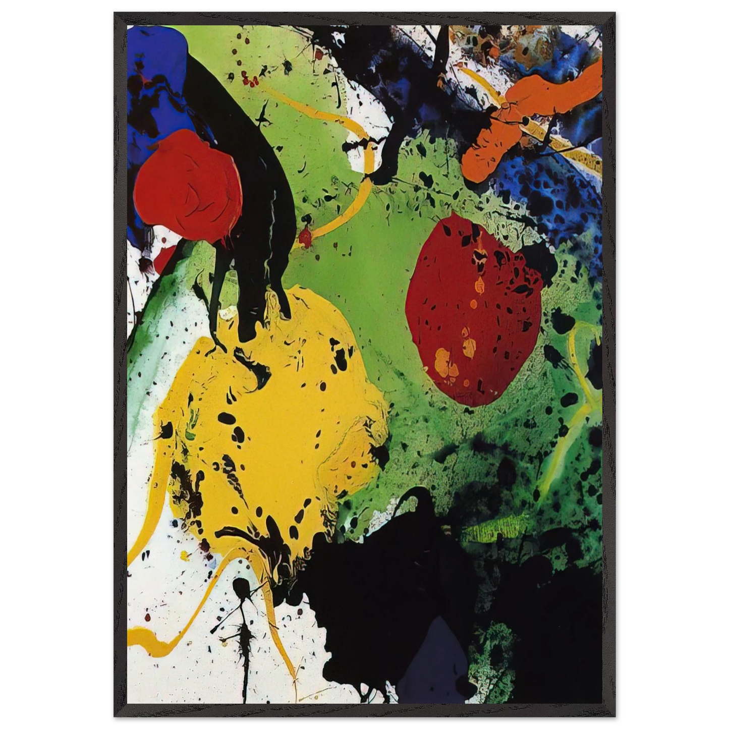 Untitled SFP-89-57 - Sam Francis 70x100 cm / 28x40 inches Framed Art Print – Black Wooden Frame