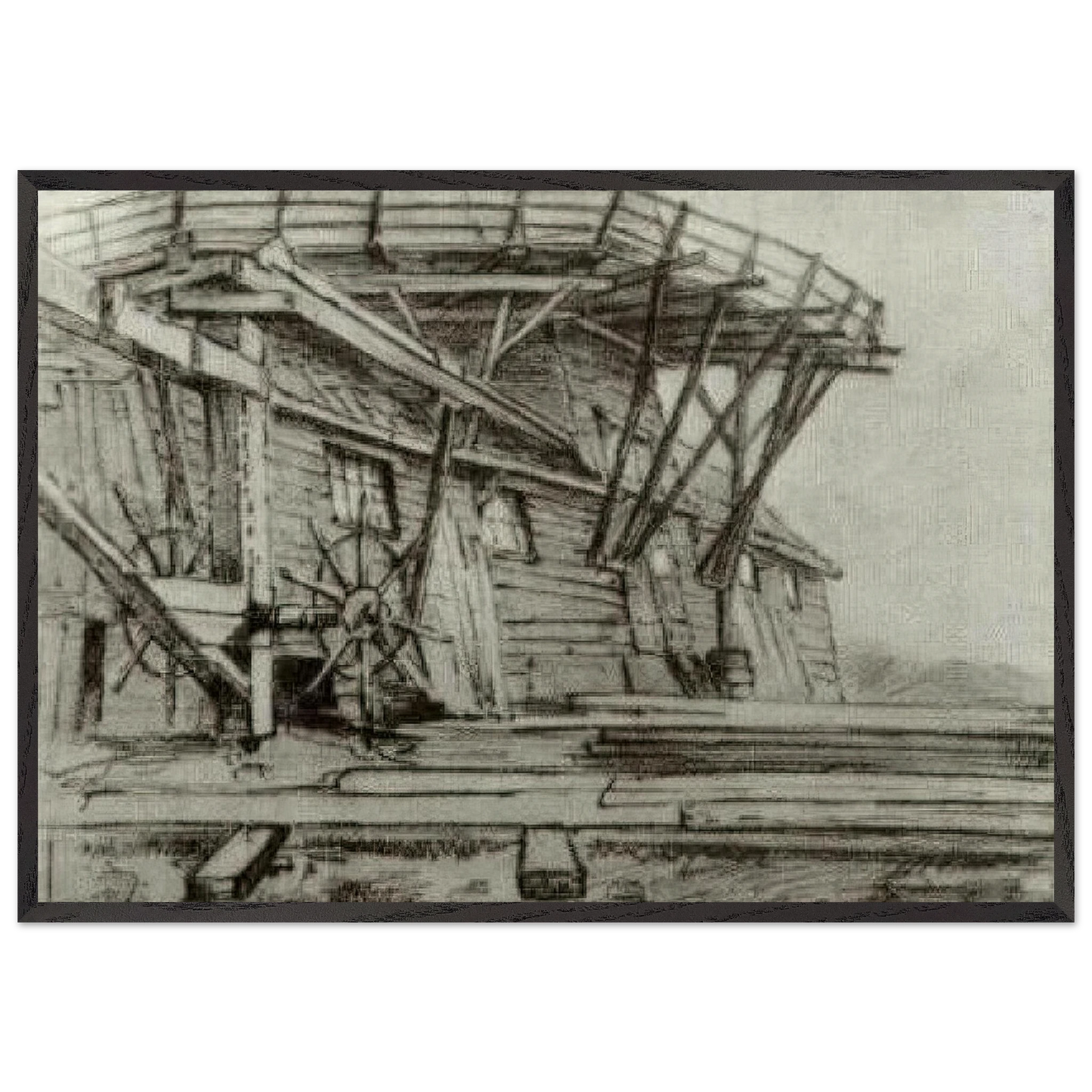 Saw Mill - Vincent van Gogh 70x100 cm / 28x40 inches Framed Art Print – Black Wooden Frame