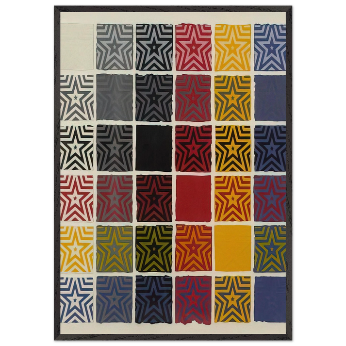 Stars 5 Pointed - Sol LeWitt 70x100 cm / 28x40 inches Framed Art Print – Black Wooden Frame