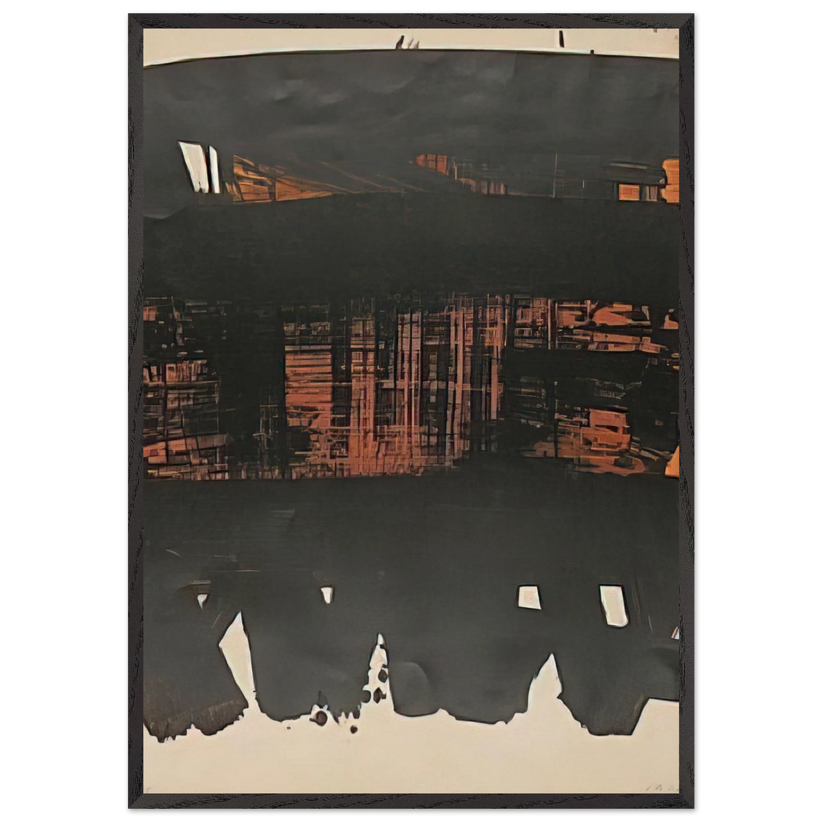 Lithographie No 22 - 1969 - Pierre Soulages 70x100 cm / 28x40 inches Framed Art Print – Black Wooden Frame