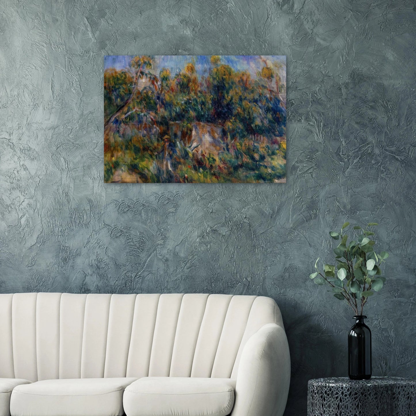 The Painter Taking a Stroll at Cagnes - Pierre-Auguste Renoir Brushed Aluminum Print - 70x100 cm / 28x40 inches | Pierre-Auguste Renoir Aluminum Print | Pierre-Auguste Renoir Prints