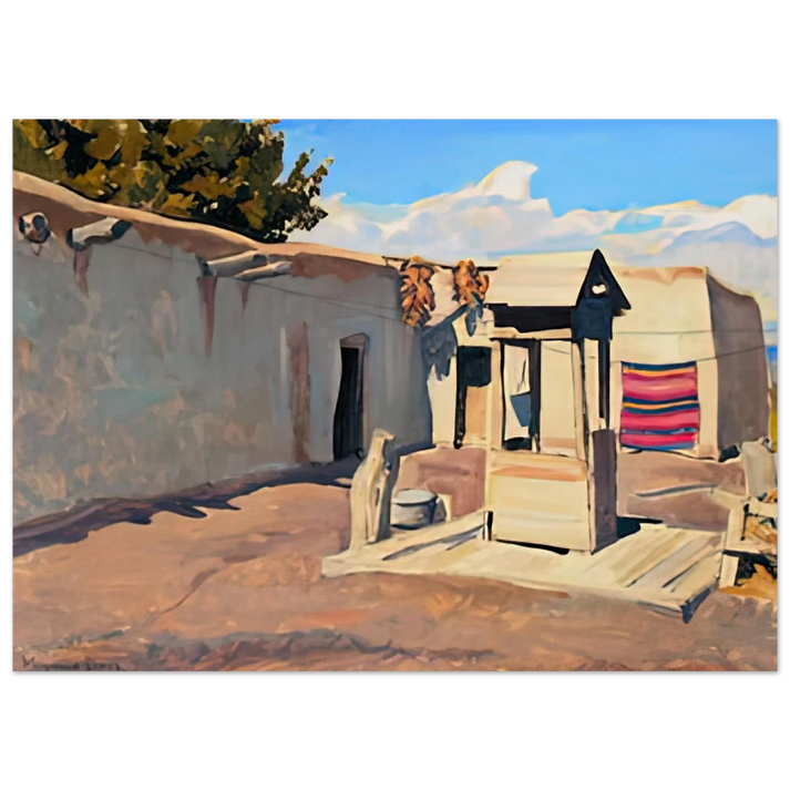 Maynard Dixon - OLD PATIO 1931 Wall art - 15x20 cm / 6x8 inches - Premium Wooden Framed Poster With Fine Art Paper-canvas - White frame