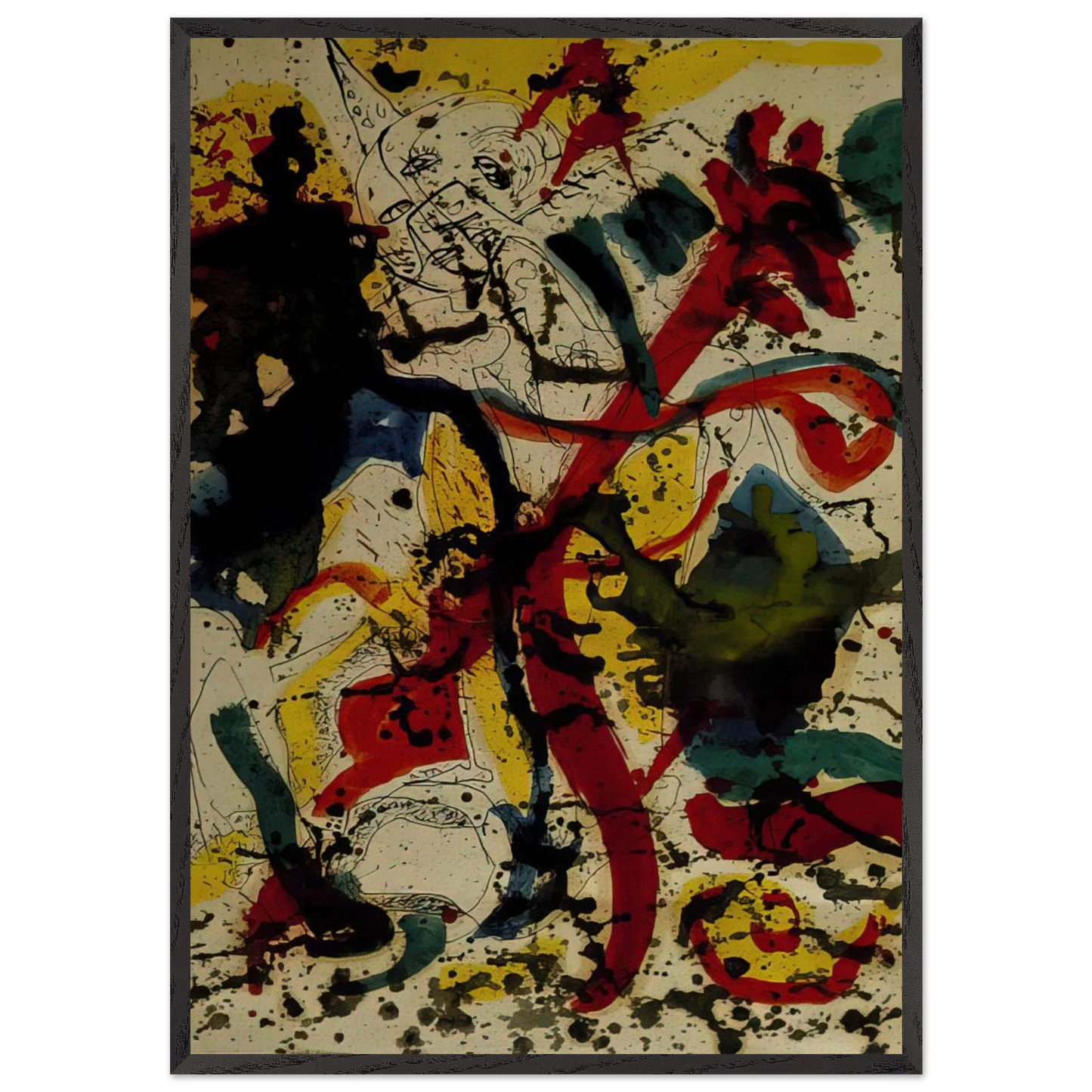 UNTITLED 1944 - Jackson Pollock 70x100 cm / 28x40 inches Framed Art Print – Black Wooden Frame
