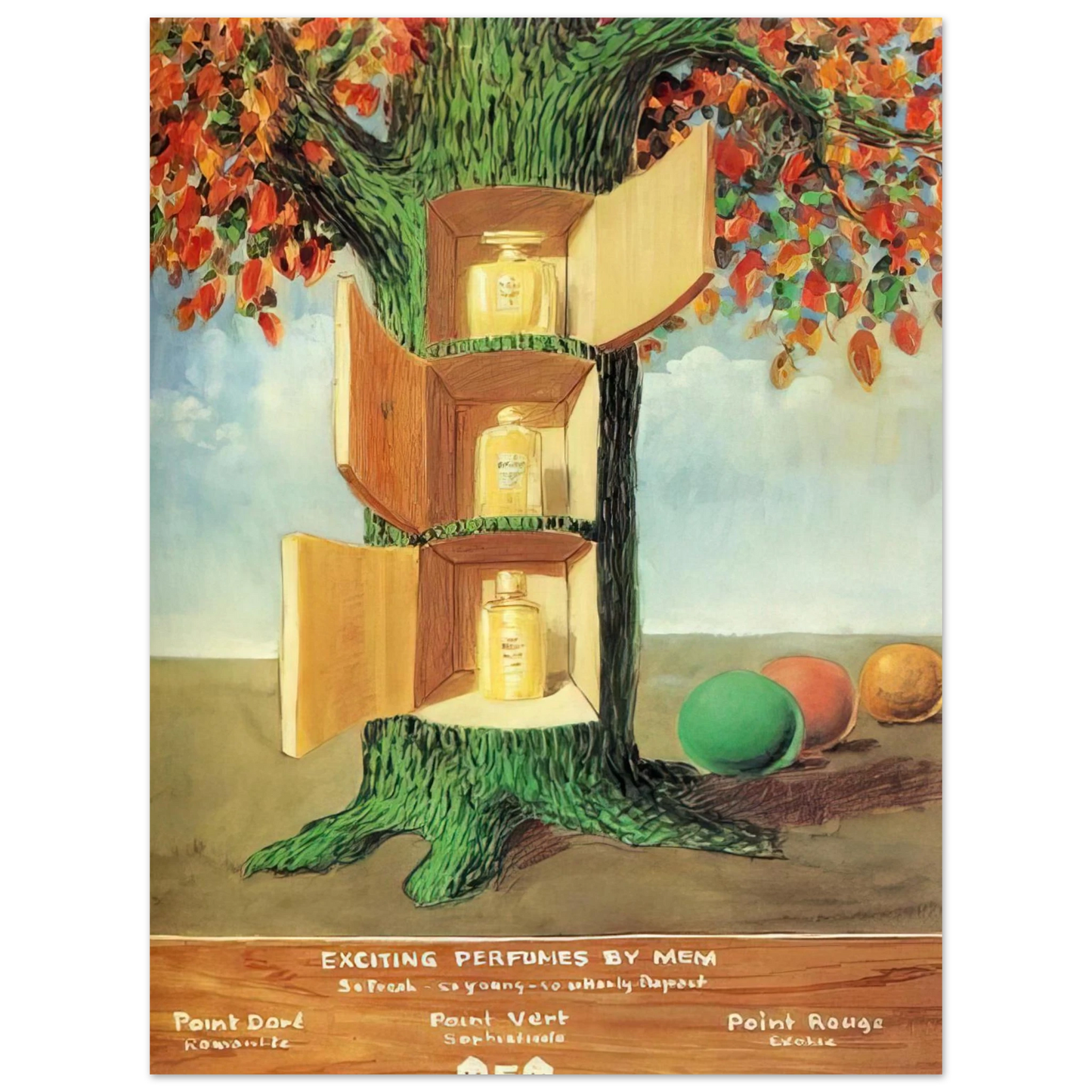 Rene Magritte - POSTER EXCITING PERFUMES BY MEM 1946 75x100 cm / 30x40inches Fine Art Poster