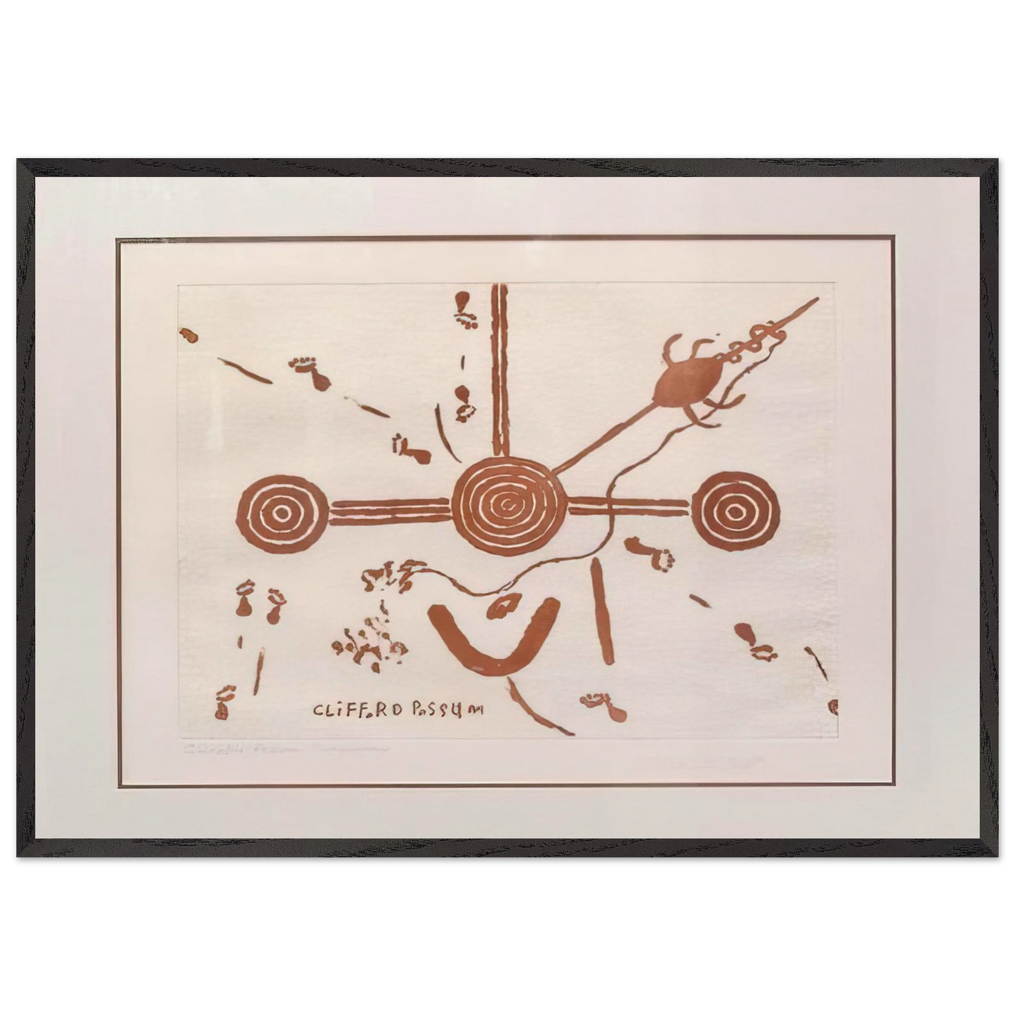 Ngarlu Love Story - 1994 - Clifford Possum Tjapaltjarri 70x100 cm / 28x40 inches Framed Art Print – Black Wooden Frame
