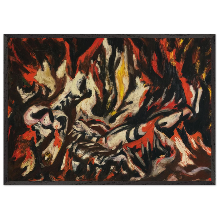 THE FLAME 1938 - Jackson Pollock 70x100 cm / 28x40 inches Framed Art Print – Black Wooden Frame