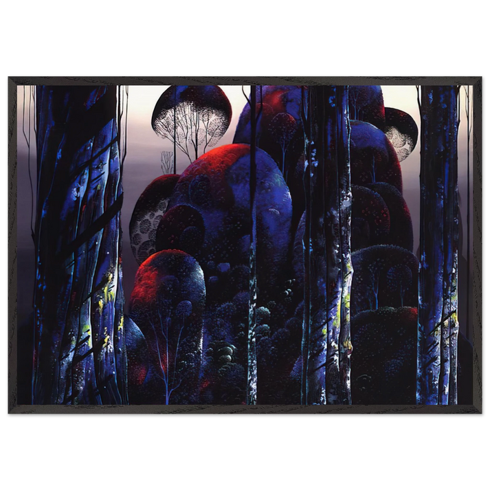 Trees Draped in Autumn - Eyvind Earle 70x100 cm / 28x40 inches Framed Art Print – Black Wooden Frame