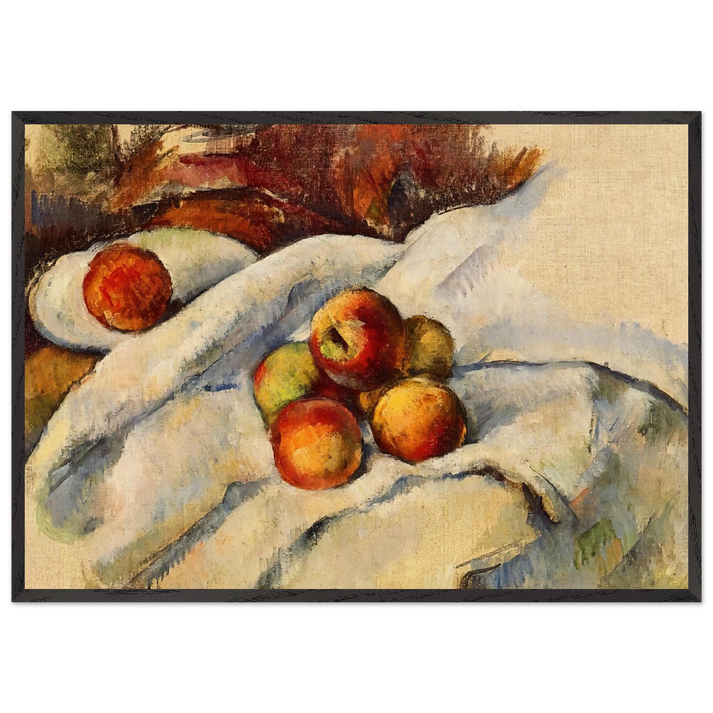 Apples on a Sheet - Paul Cezanne 70x100 cm / 28x40 inches Framed Art Print – Black Wooden Frame