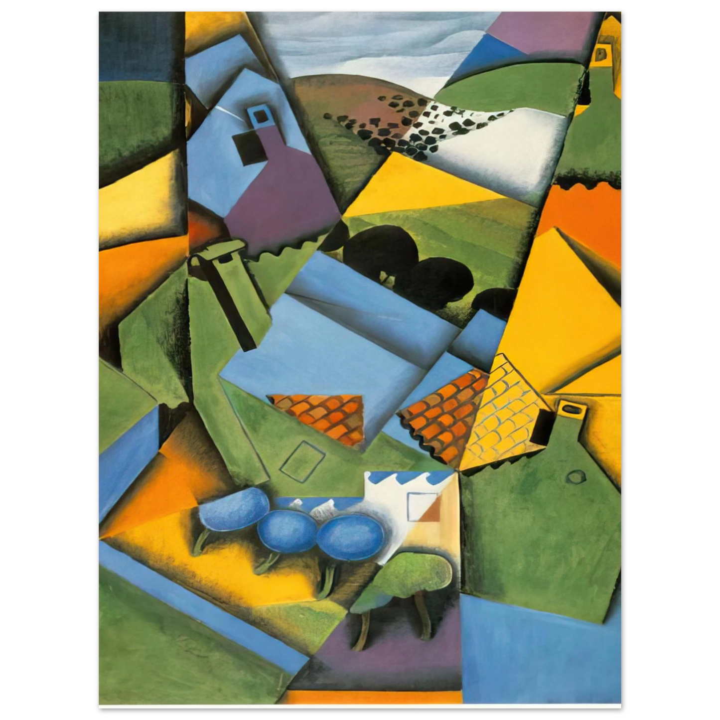 Juan Gris - LANDSCAPE WITH HOUSE AT CERET 1913 75x100 cm / 30x40inches Fine Art Poster
