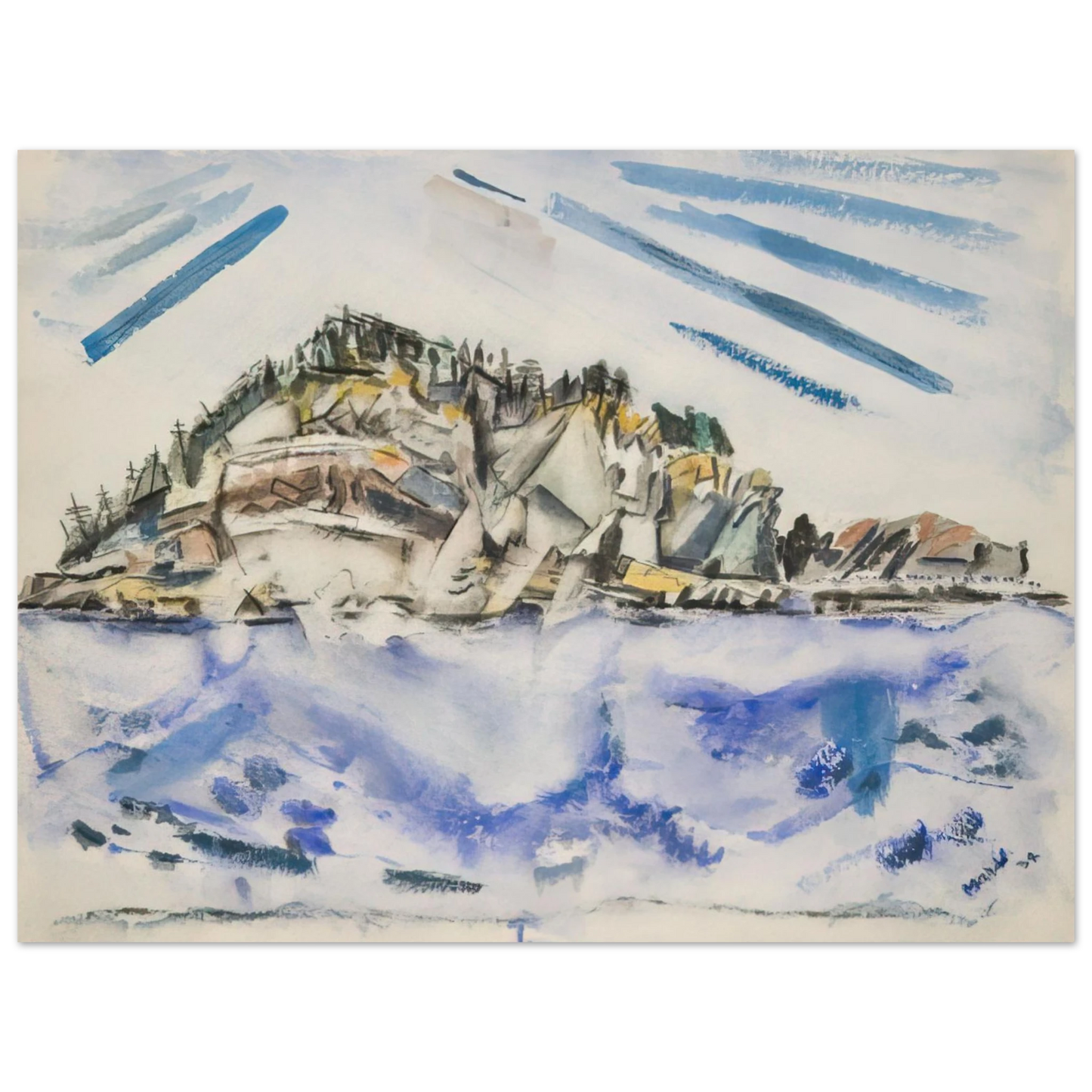 John Marin - Island Ship’s Stern - 1934 75x100 cm / 30x40inches Fine Art Poster