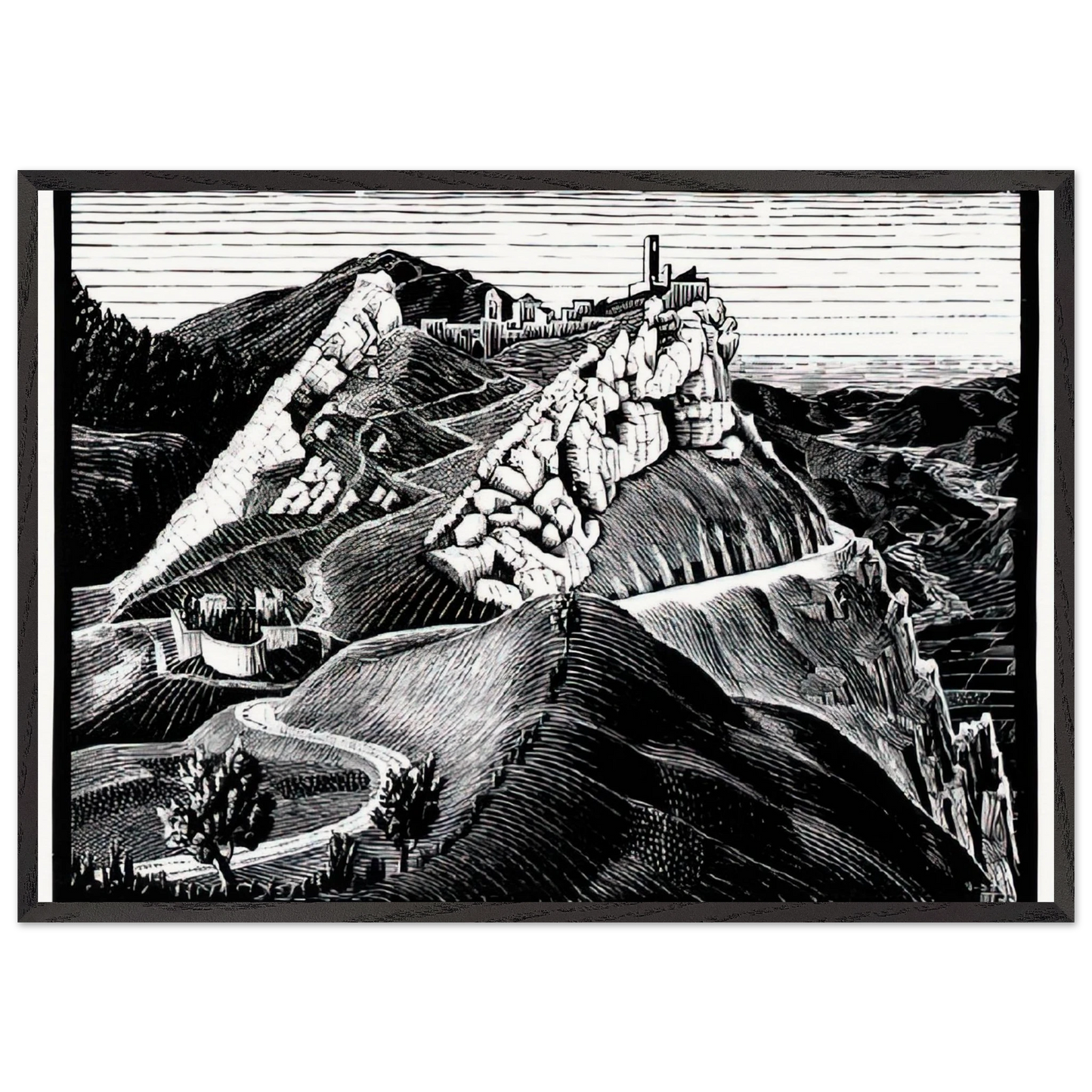 ESCHER 16 - MC Escher 70x100 cm / 28x40 inches Framed Art Print – Black Wooden Frame | Maurits Cornelis Escher Prints