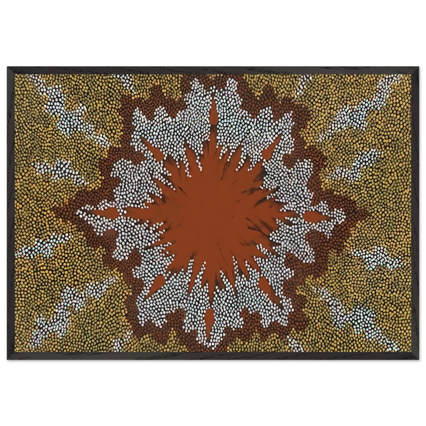 Fire Dreaming - 1994 - Clifford Possum Tjapaltjarri 70x100 cm / 28x40 inches Framed Art Print – Black Wooden Frame