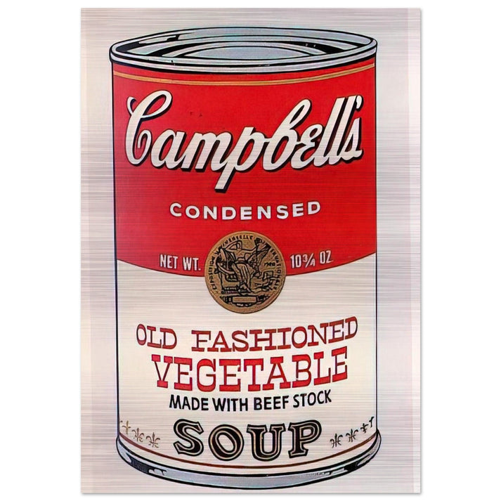 Campbell's Soup Can Old Fashioned Vegetable - Andy Warhol Brushed Aluminum Print - 70x100 cm / 28x40 inches | Andy Warhol Aluminum Print | Andy Warhol Prints