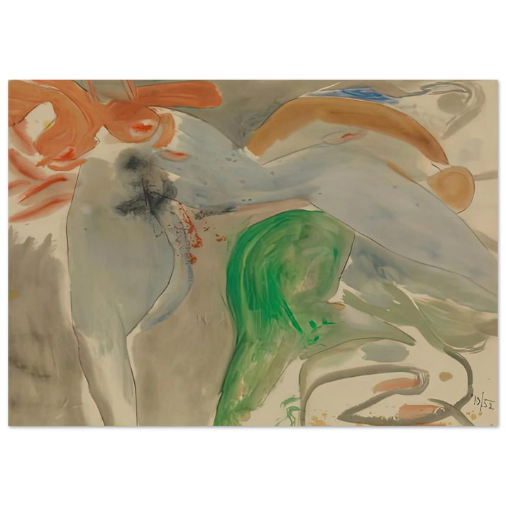 Helen Frankenthaler - Scene with Nude, 1952- Wall Art - 60x80 cm / 24x32 inches - Premium Wooden Framed Poster With Fine Art Paper-canvas - Black frame