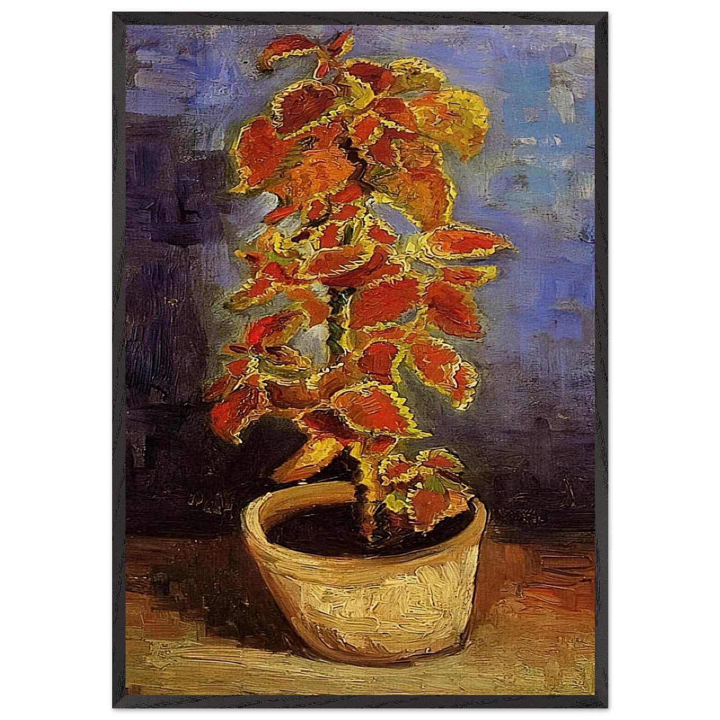 Coleus Plant in a Flowerpot - Vincent van Gogh 70x100 cm / 28x40 inches Framed Art Print – Black Wooden Frame