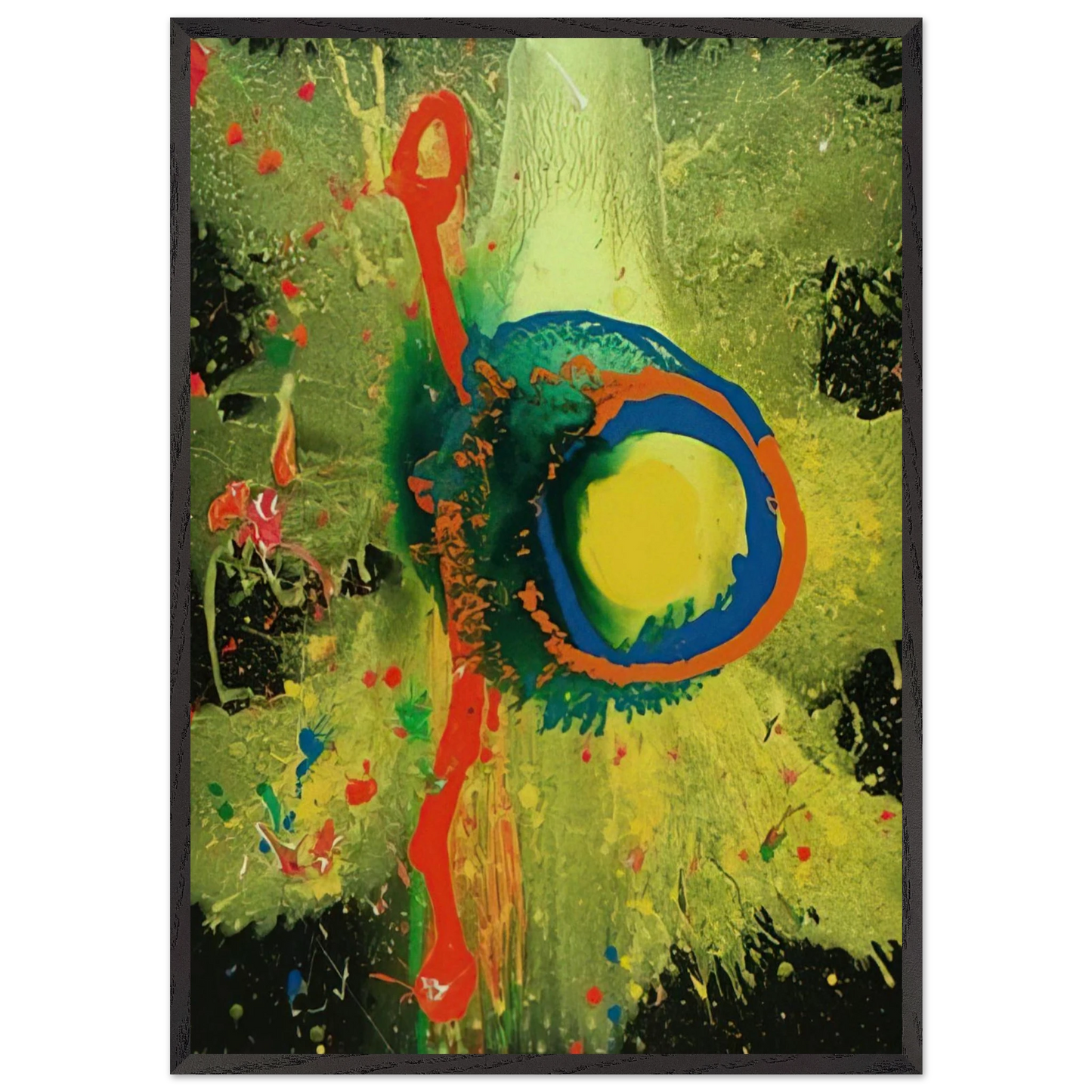 Survivor Man 170808 - 2008 - John Hoyland 70x100 cm / 28x40 inches Framed Art Print – Black Wooden Frame
