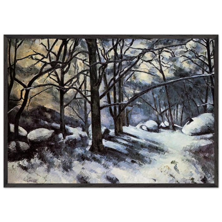 Melting Snow Fontainbleau - Paul Cezanne 70x100 cm / 28x40 inches Framed Art Print – Black Wooden Frame
