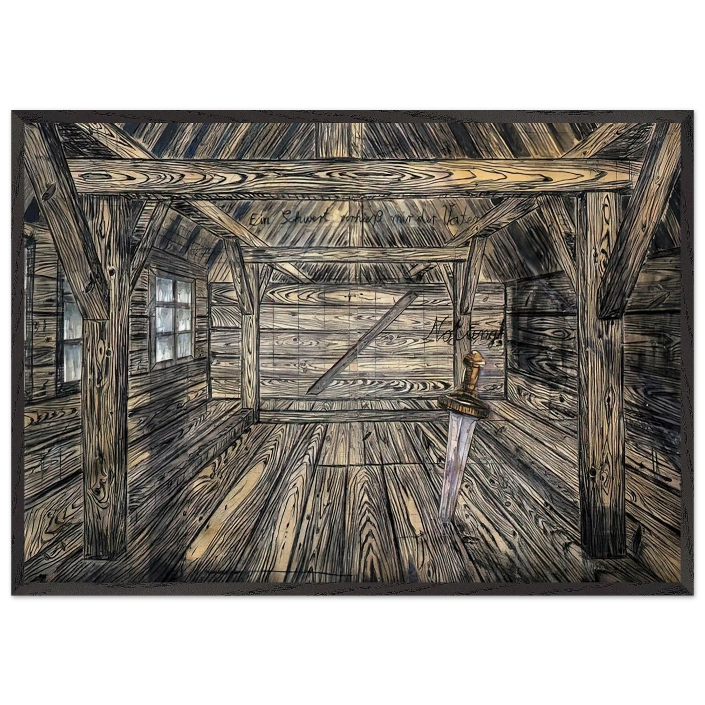 NOTHUNG 1973 - Anselm Kiefer 70x100 cm / 28x40 inches Framed Art Print – Black Wooden Frame
