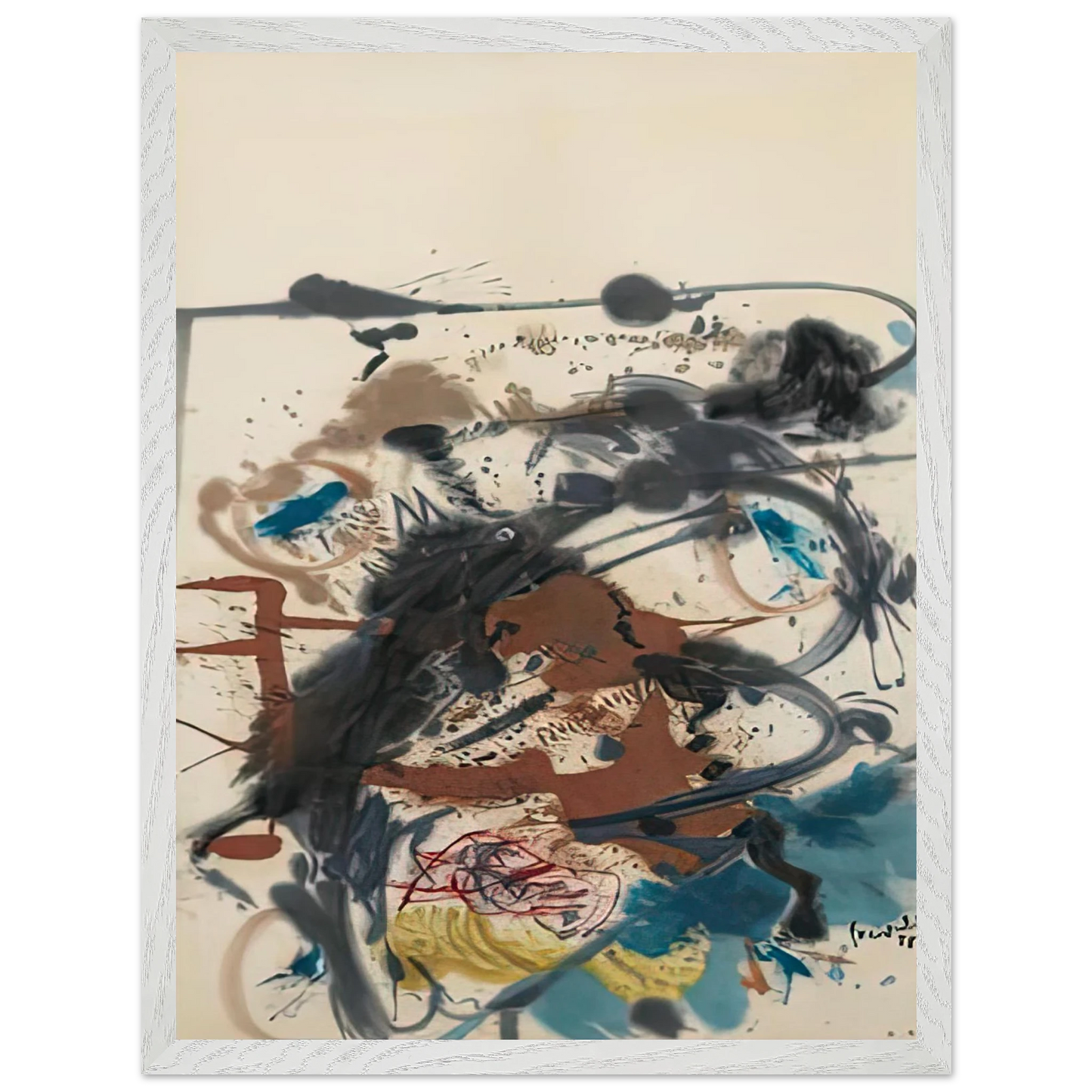 Helen Frankenthaler - Winter Hunt, 1958- Wall Art - 60x80 cm / 24x32 inches - Premium Wooden Framed Poster With Fine Art Paper-canvas - Wood frame
