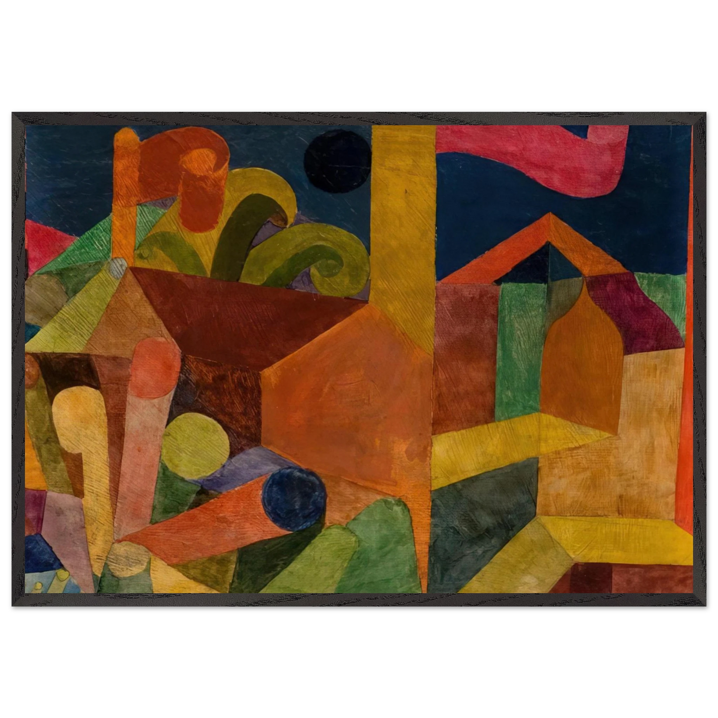 LANDSCAPE WITH FLAGS 1914 - Paul Klee 70x100 cm / 28x40 inches Framed Art Print – Black Wooden Frame
