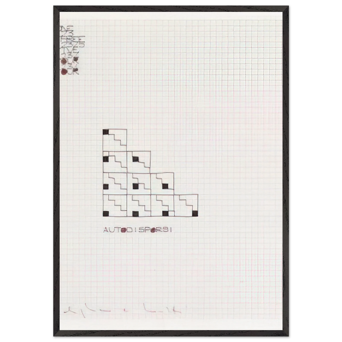 AUTODISPORSI 1975 - Alighiero Boetti 70x100 cm / 28x40 inches Framed Art Print – Black Wooden Frame