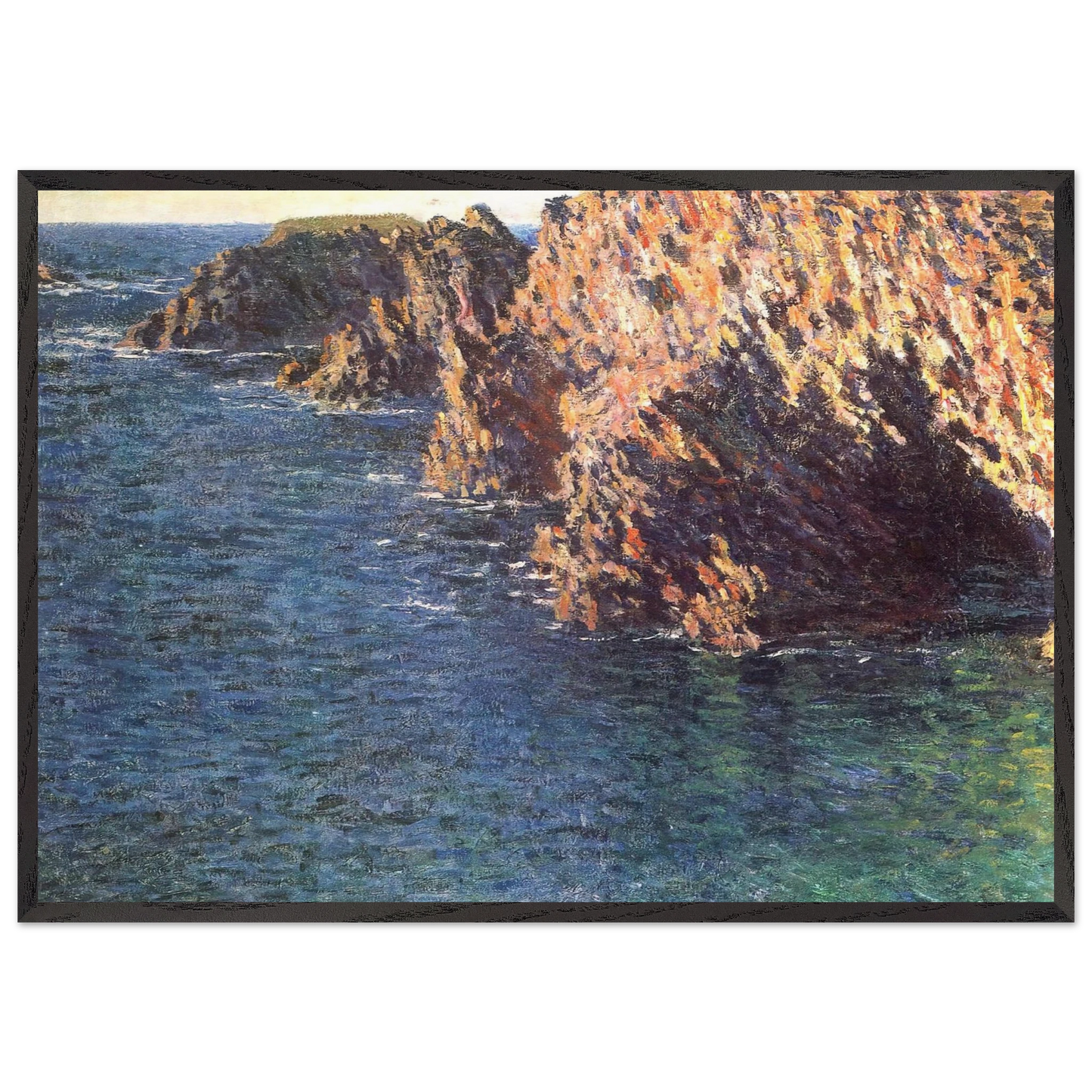 The Grotto of Port-Domois - claude monet 70x100 cm / 28x40 inches Framed Art Print – Black Wooden Frame