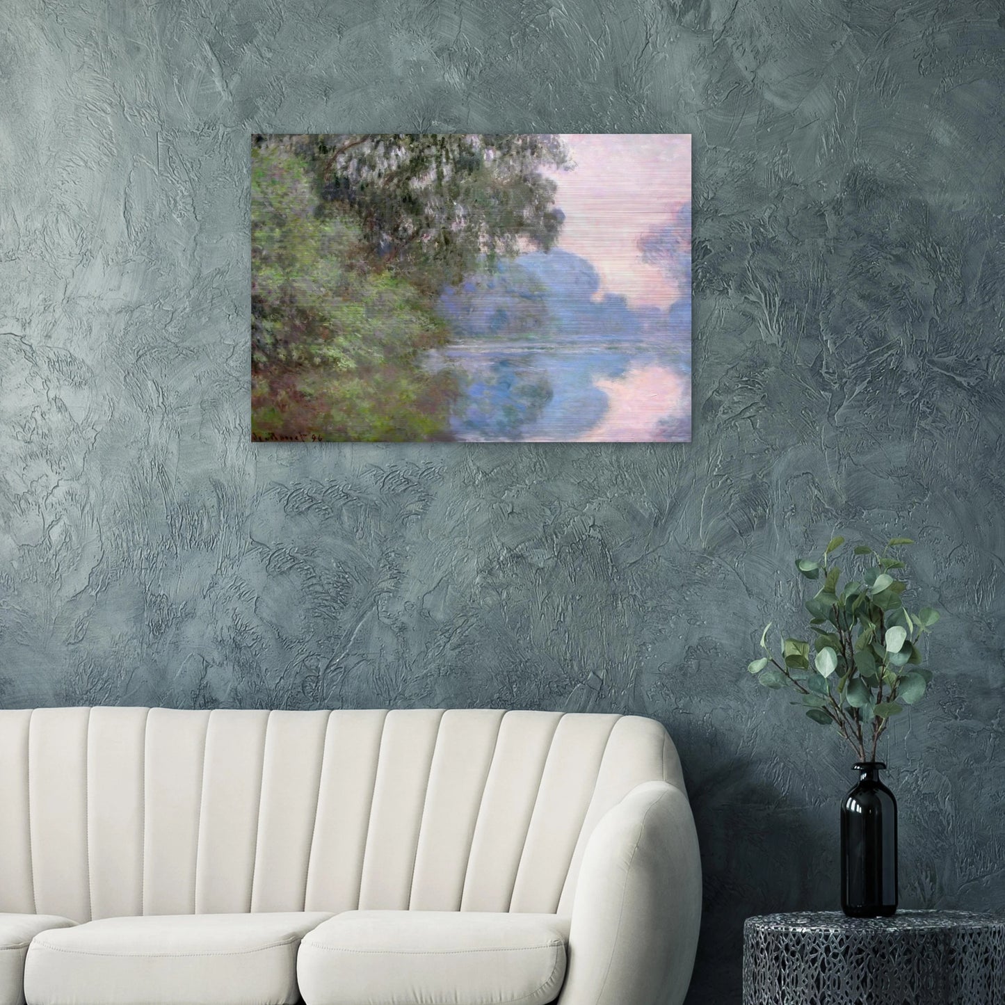 Morning on the Seine near Giverny - claude monet Brushed Aluminum Print - 70x100 cm / 28x40 inches | claude monet Aluminum Print | claude monet Prints