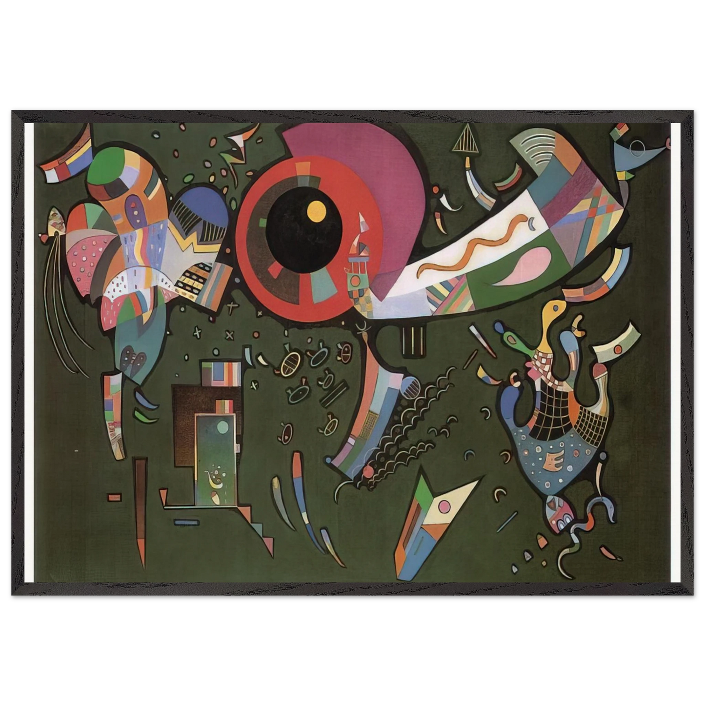 AROUND THE CIRCLE 1940 - Wassily Kandinsky 70x100 cm / 28x40 inches Framed Art Print – Black Wooden Frame